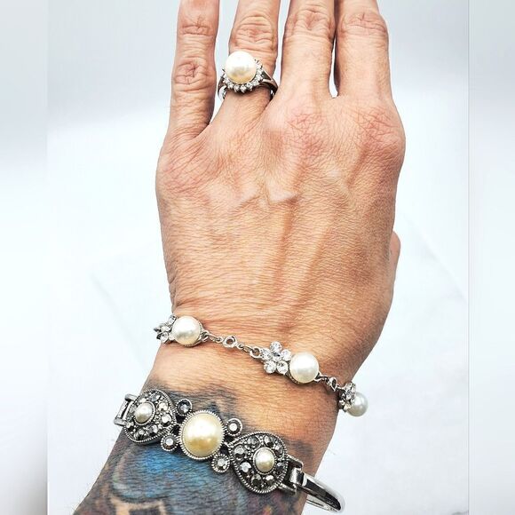 1970s Pearl Bead Costume  Ring, Bracelet and Anklet Jewellery - Picture 3 of 17